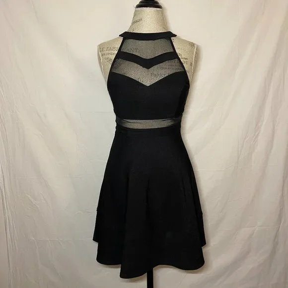 Dresses | Black Cocktail Dress With Mesh Cutouts | Poshmark